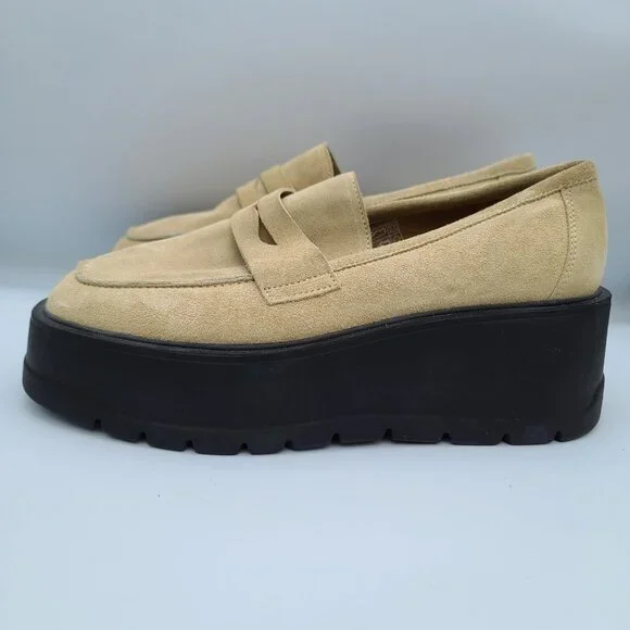 Free People Nico Platform Loafers Cappuccino Suede US 10/EU 41 Chunky Wedge NWOB - Picture 12 of 13